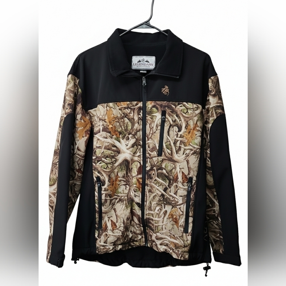Legendary Whitetails Black & Legends Camo Zip Up Jacket Sz Mens Med